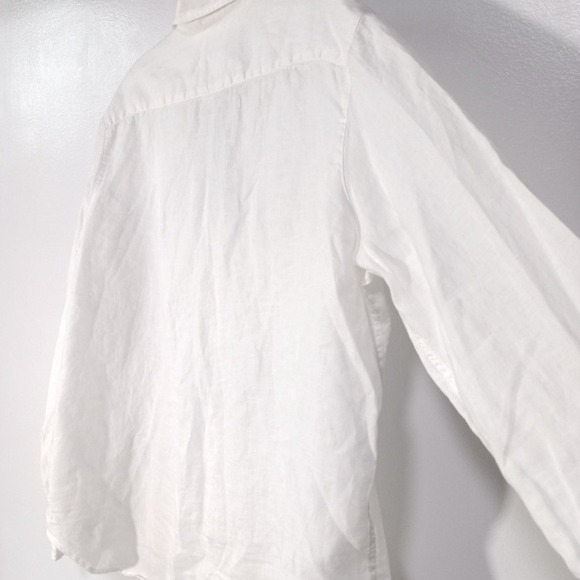 Frank & Eileen EILEEN Relaxed Button Up Shirt in Classic Linen White Lagenlook - Picture 5 of 14